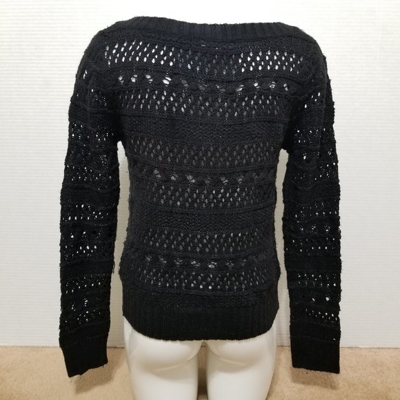 Delia's sweater Medium sequin embellished pullover open knit crochet acrylic - Picture 3 of 11